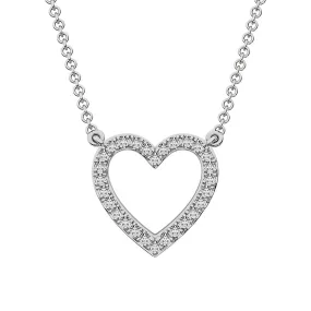 10K White Gold 1/4 Ct.Tw. Diamond Heart Necklace