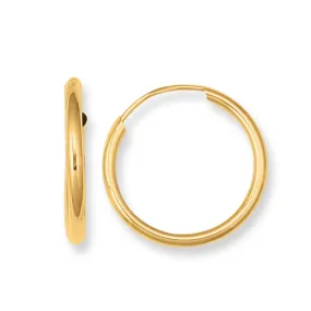 10k Yellow Gold Shiny Endless Round Hoop Earrings