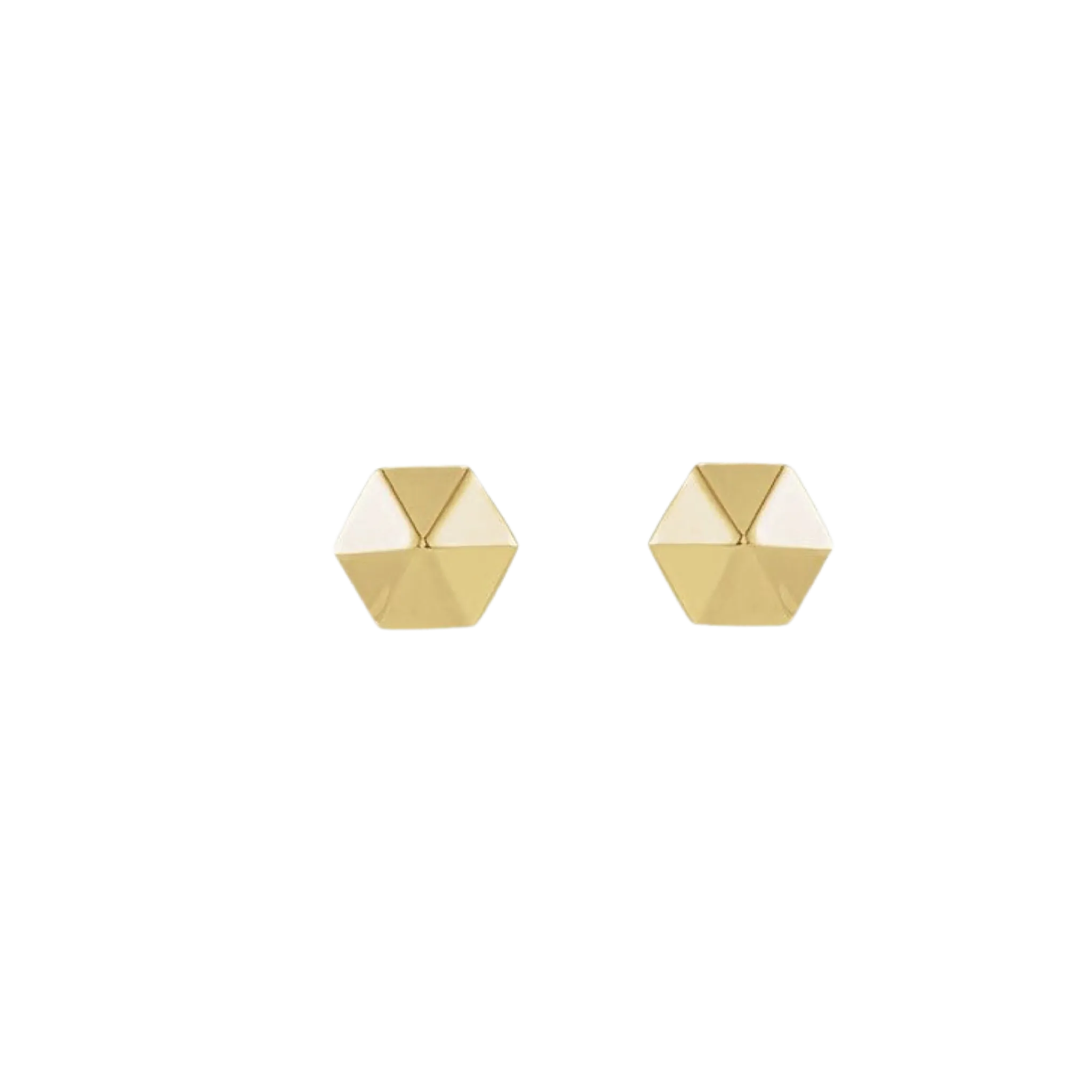 14K Gold Hexagon Earrings