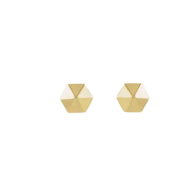 14K Gold Hexagon Earrings