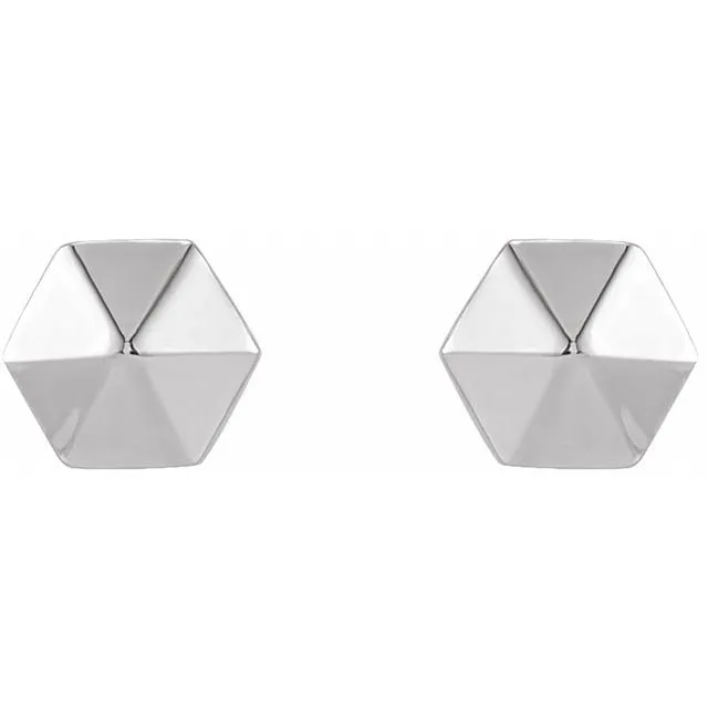 14K Gold Hexagon Earrings