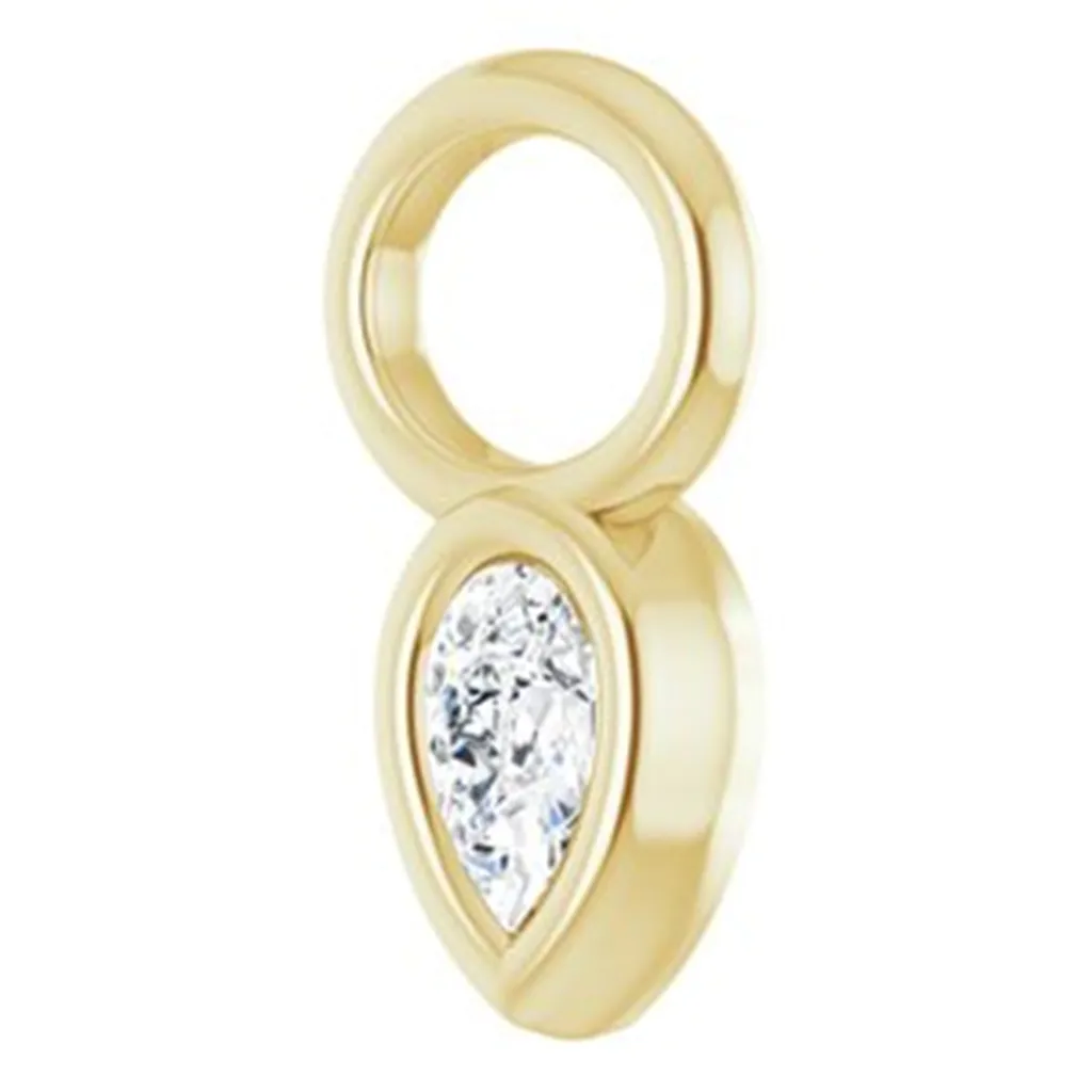 14K Yellow Gold 0.10ctw Natural Diamond Bezel-Set Hoop Charm