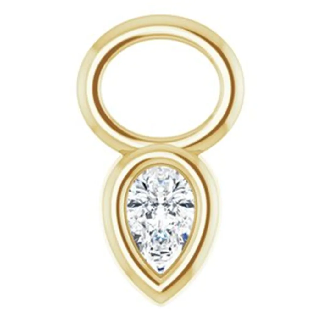 14K Yellow Gold 0.10ctw Natural Diamond Bezel-Set Hoop Charm