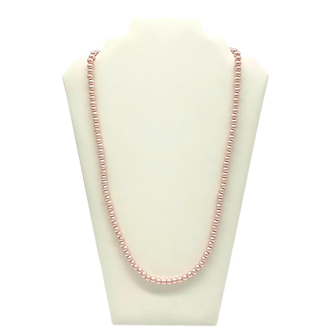 27" Pink Pearl 6mm Glass Bead Necklace (Dozen)