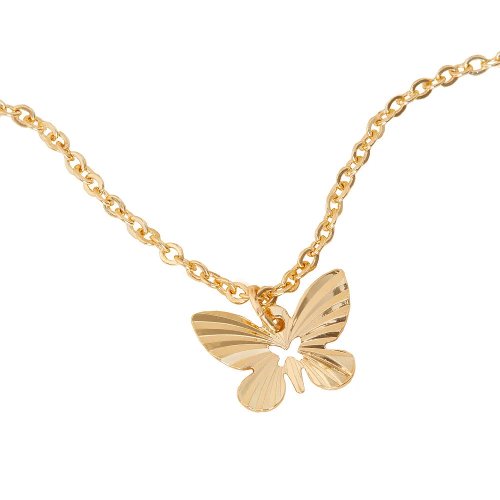 Accessorize London Women's Gold Textured Butterfly Bracelet