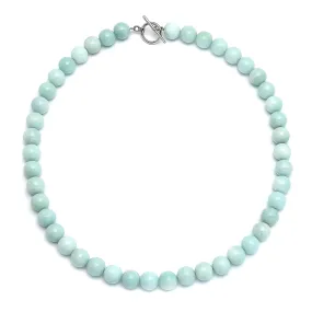 Amazonite Aqua Blue 10MM Bead Strand Necklace with Silver Clasp Jewelry