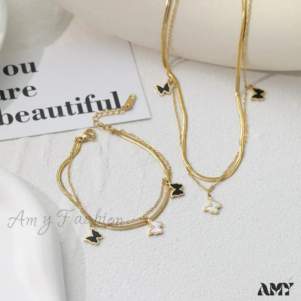 Amy Fashion - Titanium Steel Mini Butterfly Simple Necklaces