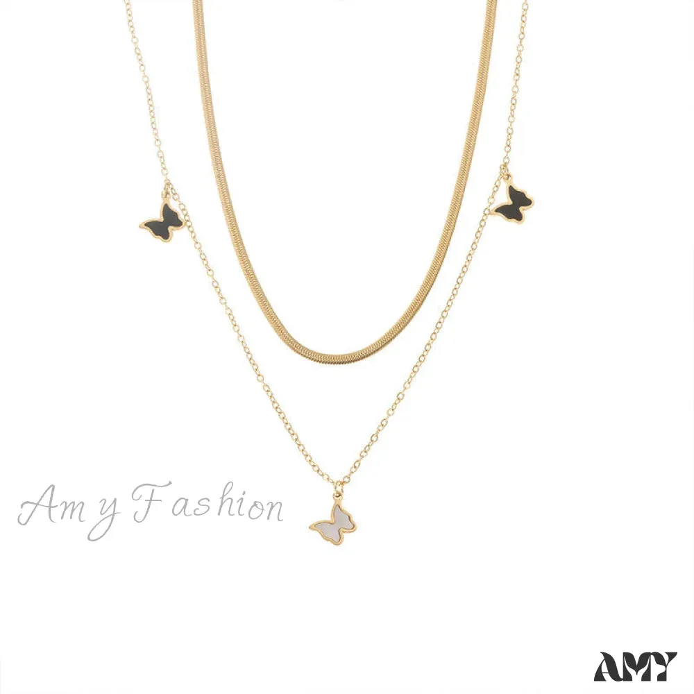 Amy Fashion - Titanium Steel Mini Butterfly Simple Necklaces