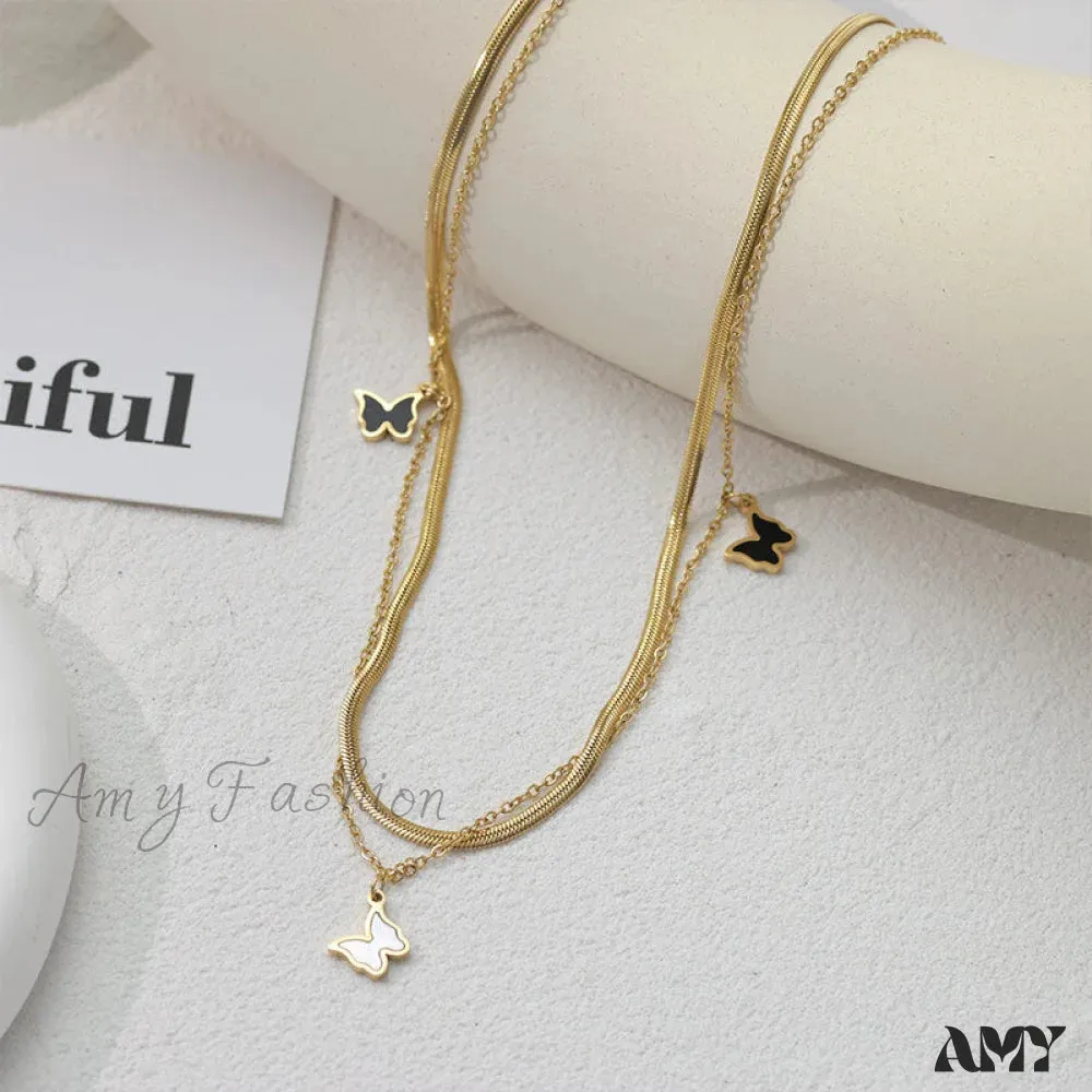 Amy Fashion - Titanium Steel Mini Butterfly Simple Necklaces