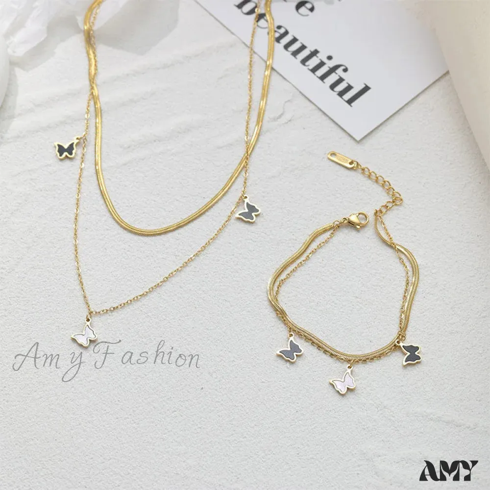 Amy Fashion - Titanium Steel Mini Butterfly Simple Necklaces