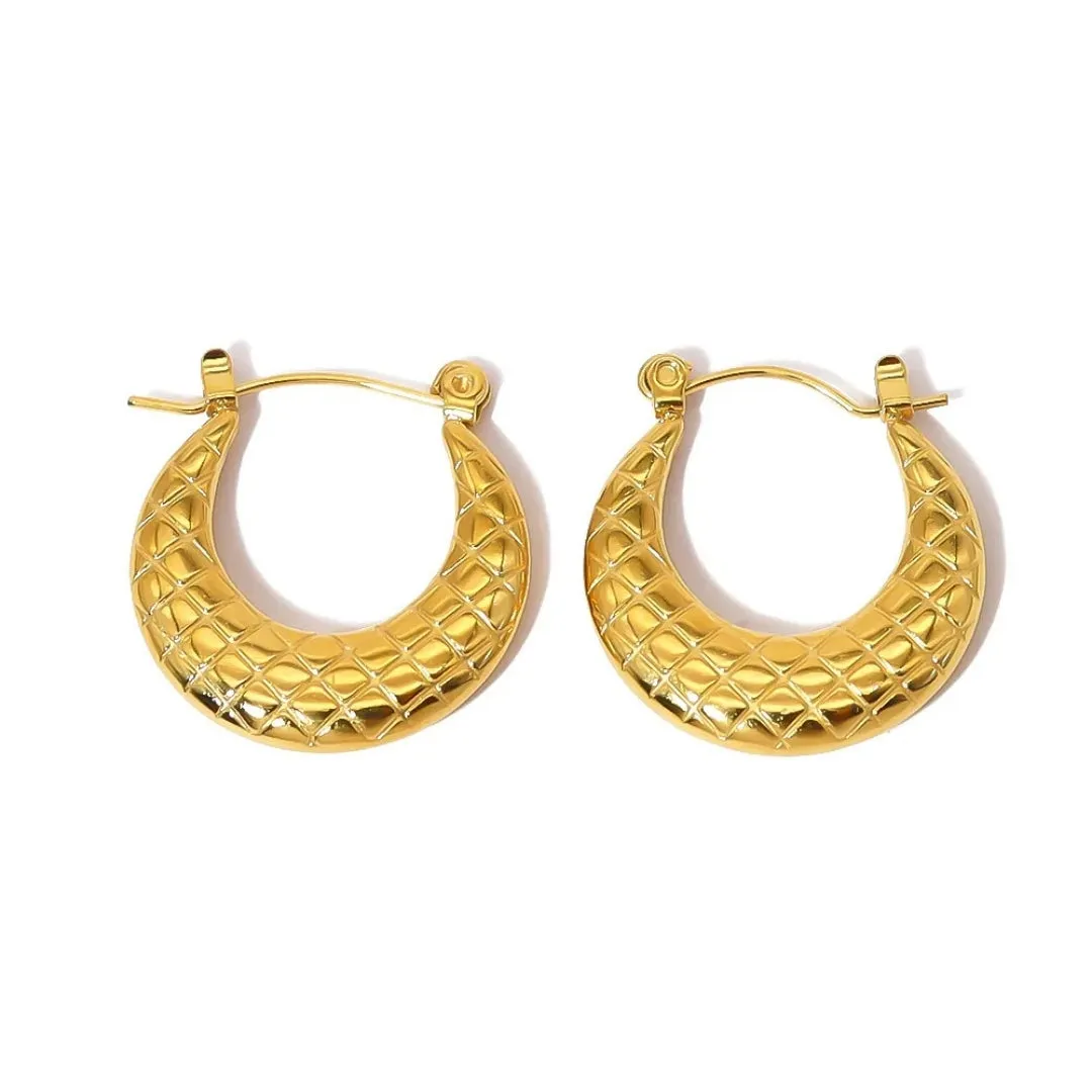 Anti Tarnish Round Geometric Hoop Earrings