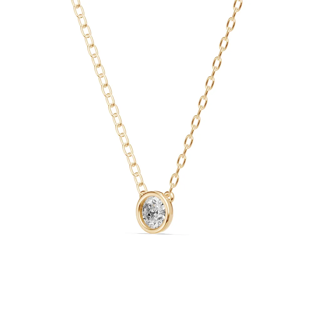 Bezel Necklace with 0.40ct of Laboratory Grown Diamonds in 9ct Yellow Gold