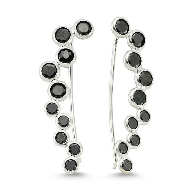 Black Diamond Bubble Ear Cuffs & Climber Earrings