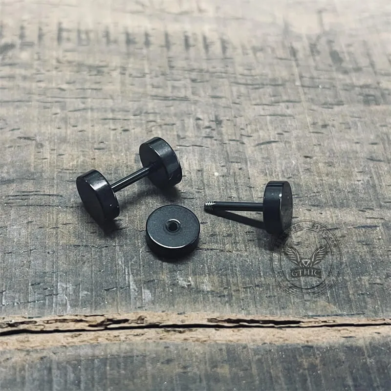 Black Minimalist Geometric Stainless Steel Stud Earrings