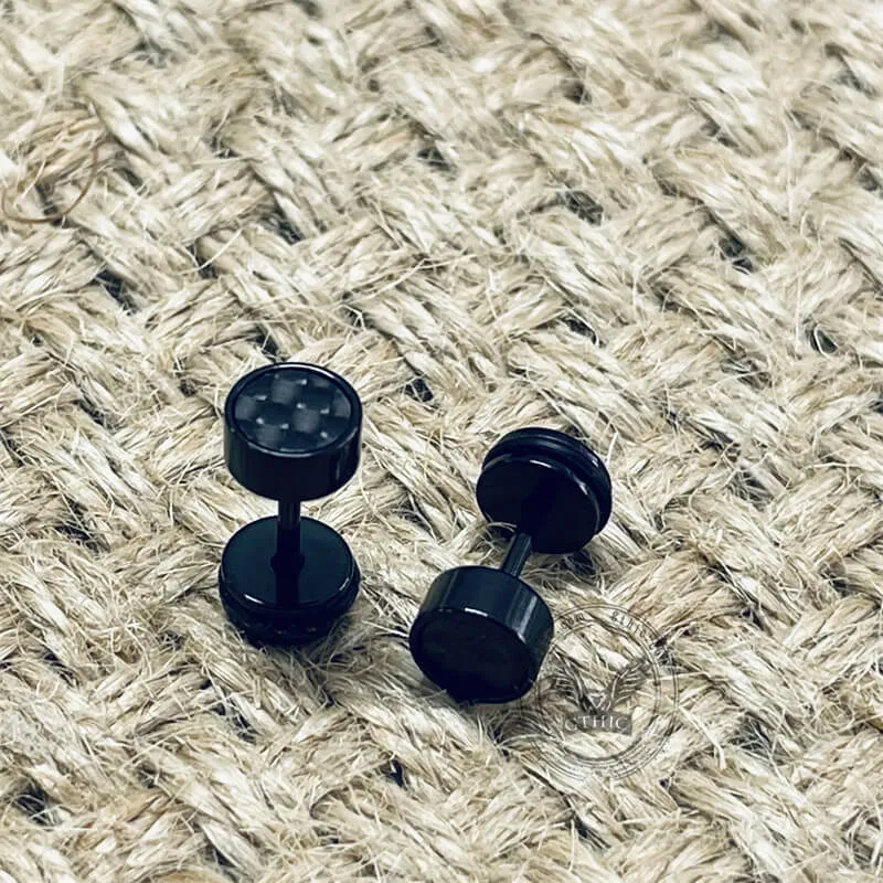 Black Minimalist Geometric Stainless Steel Stud Earrings