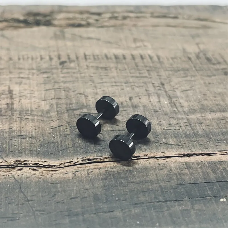 Black Minimalist Geometric Stainless Steel Stud Earrings