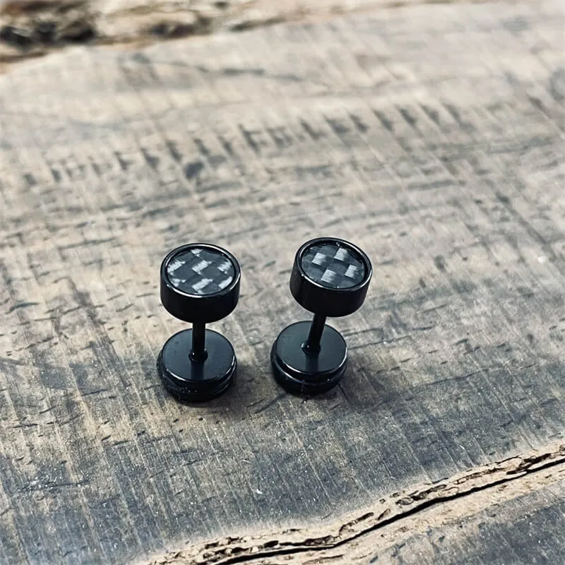 Black Minimalist Geometric Stainless Steel Stud Earrings