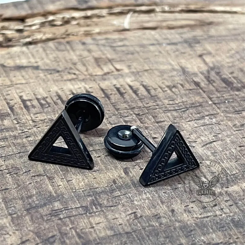 Black Minimalist Geometric Stainless Steel Stud Earrings