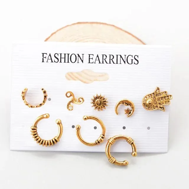 Bohemian Ear Clip Stud Earrings