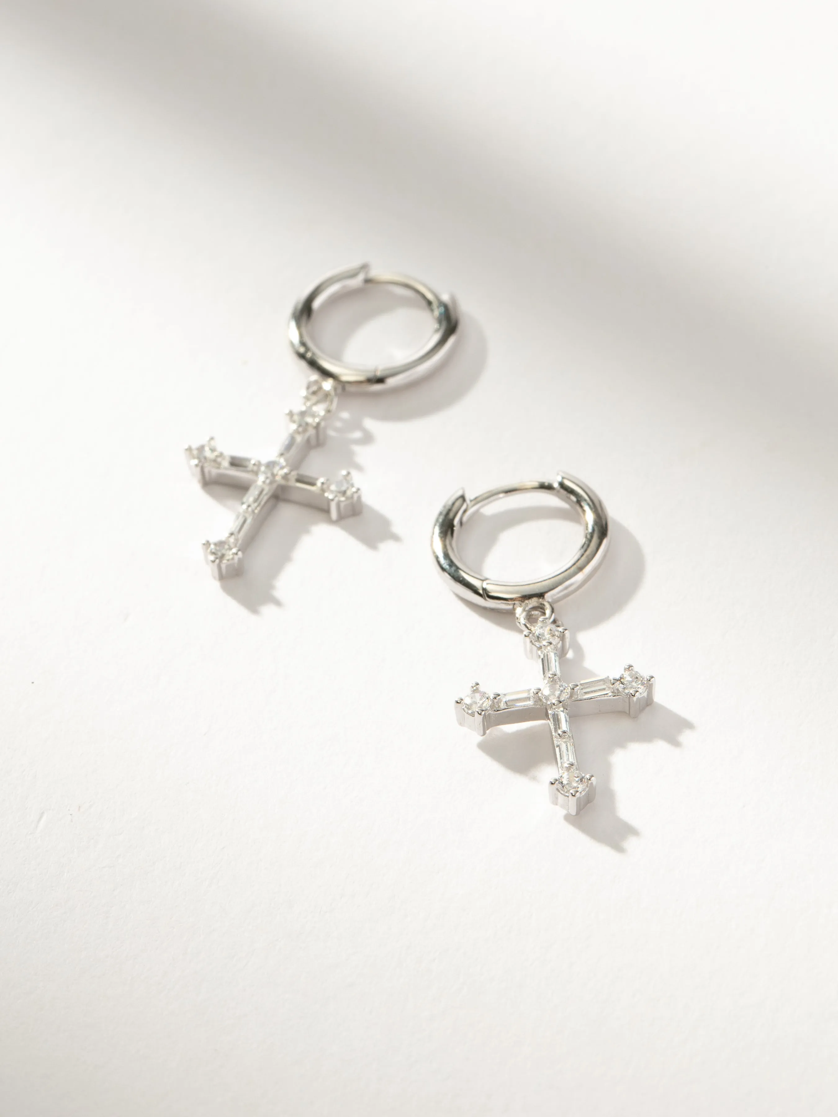 Bold Cross Huggie Earrings