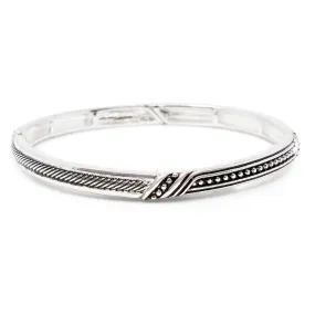 Cable Textured Stretch Bracelet Antique Silver