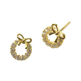 Circle Sparkle Bow Studs