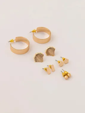 Classic Metallic Gold Earring Set