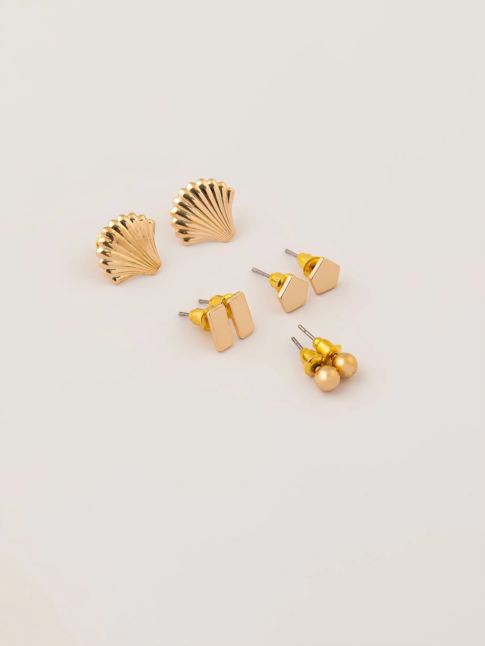 Classic Metallic Gold Earring Set