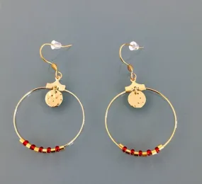 Clover Gold with Red Pearls Hoop Earrings | Perfect Gift for Women's