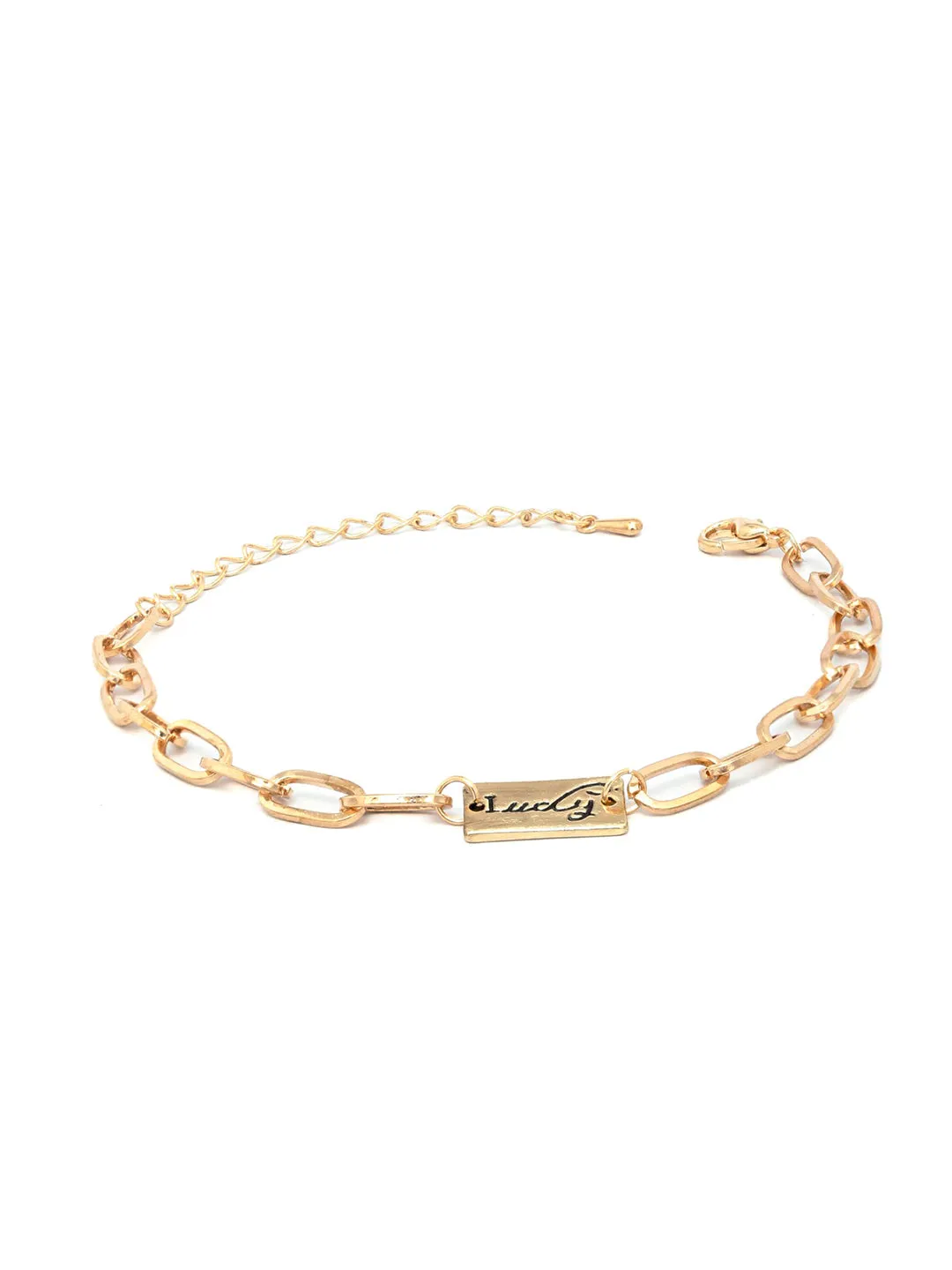 Contemparory Stones Rose Gold Plated Link Bracelet