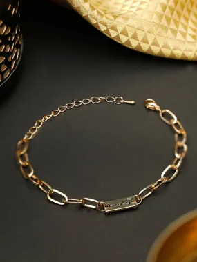 Contemparory Stones Rose Gold Plated Link Bracelet