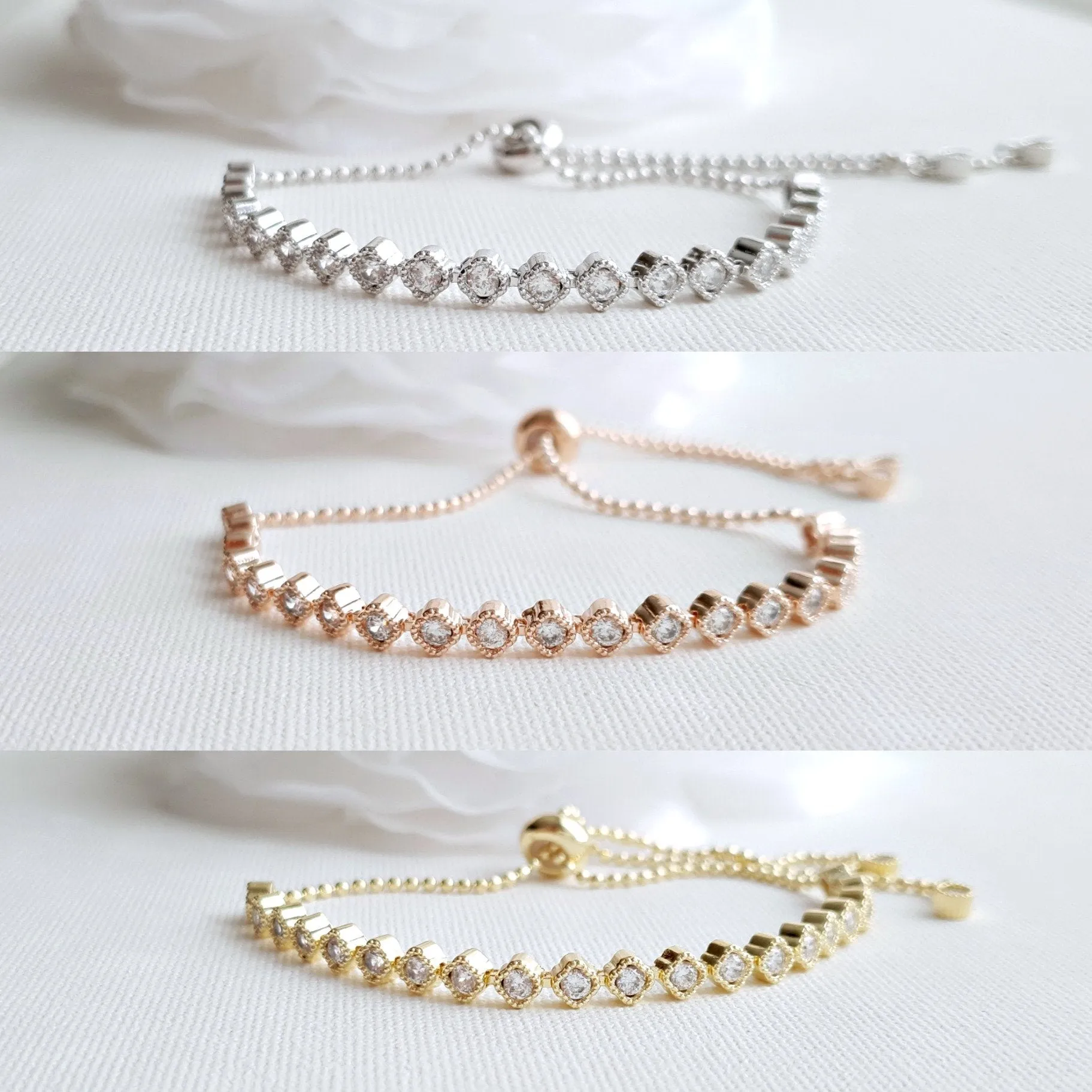 Delicate Gold Bracelet for Weddings-Celia