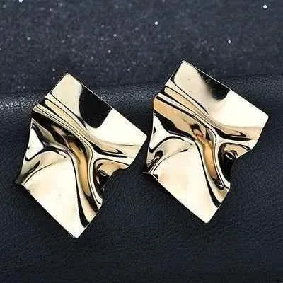 Earring Charm Jewelry Big Square Punk Folded Stud Earrings OOS0329