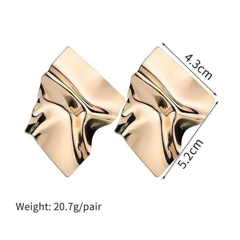 Earring Charm Jewelry Big Square Punk Folded Stud Earrings OOS0329