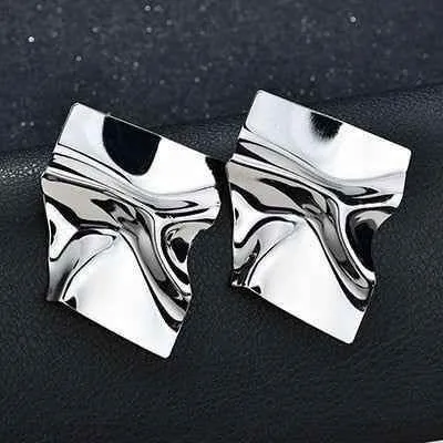 Earring Charm Jewelry Big Square Punk Folded Stud Earrings OOS0329