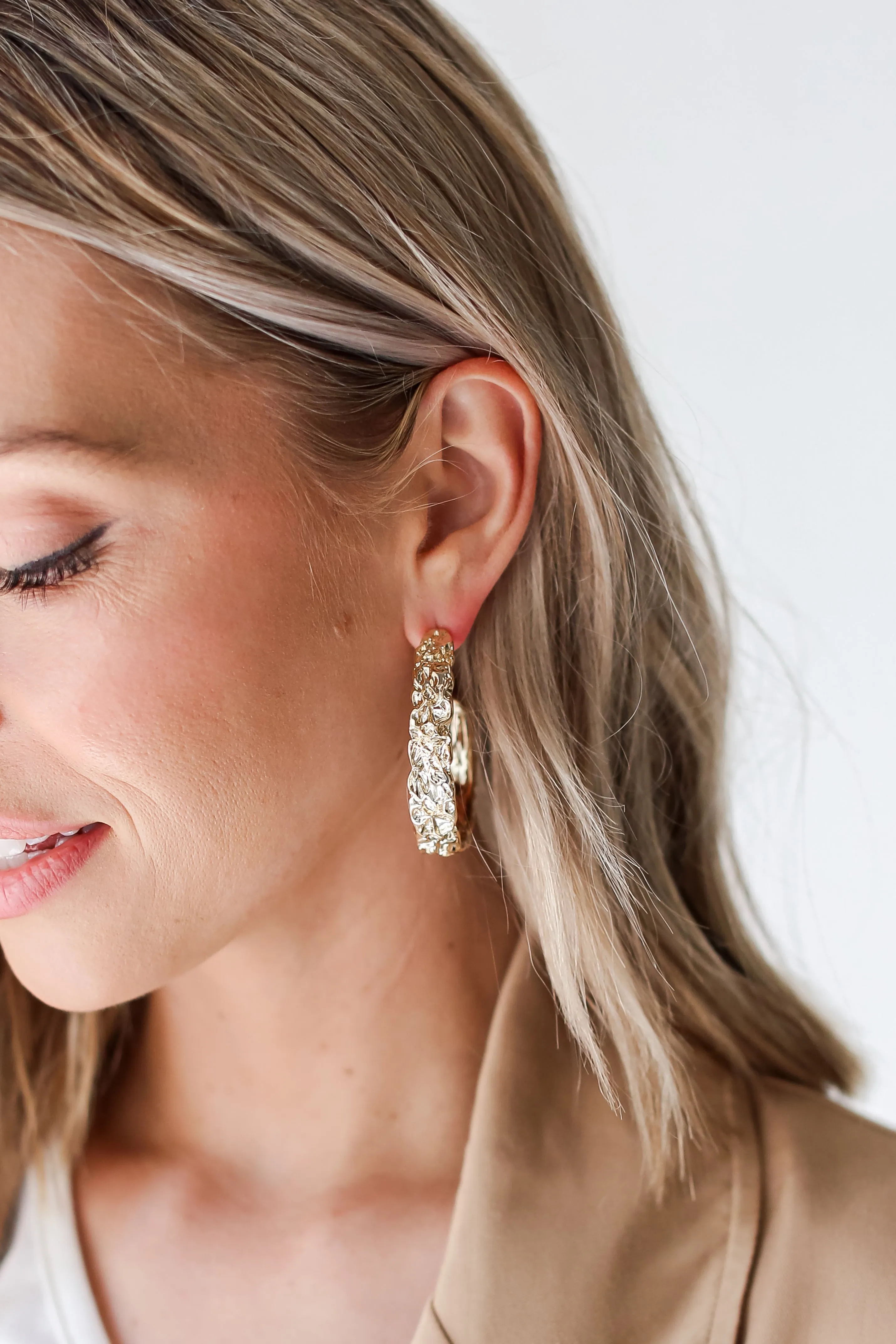 FINAL SALE - Megan Gold Hammered Hoop Earrings