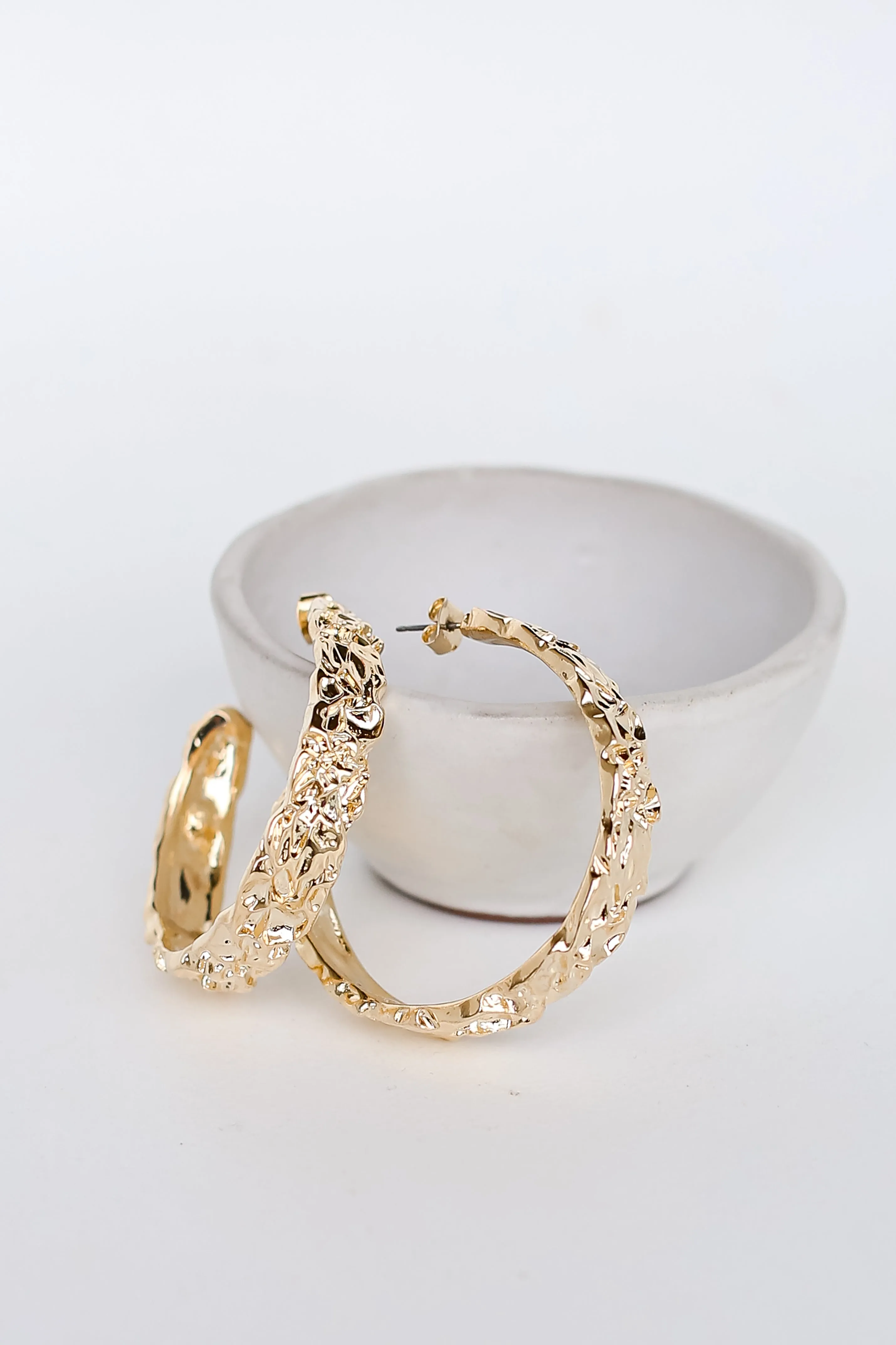 FINAL SALE - Megan Gold Hammered Hoop Earrings