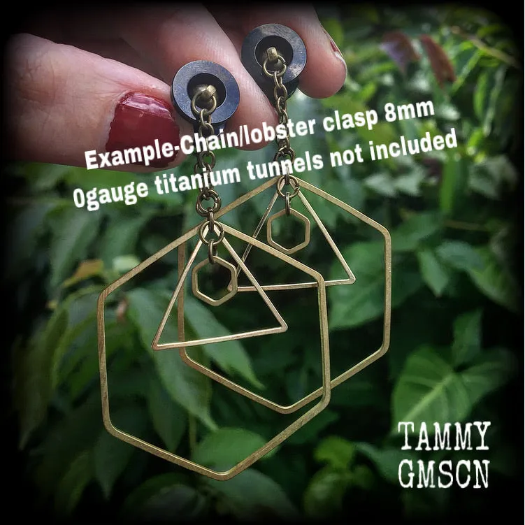 Geometric earrings-Geometric tunnel dangles