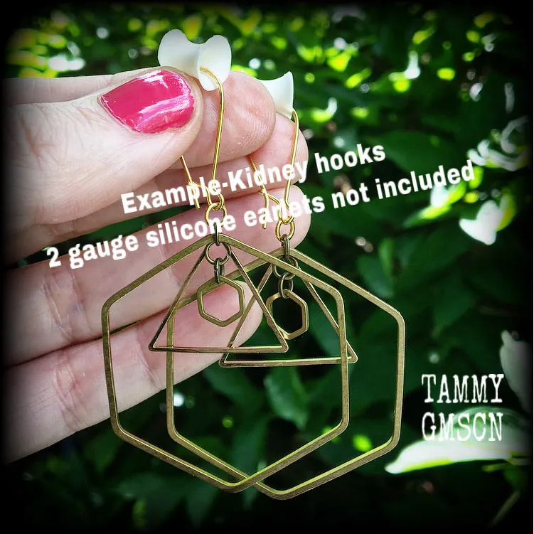 Geometric earrings-Geometric tunnel dangles