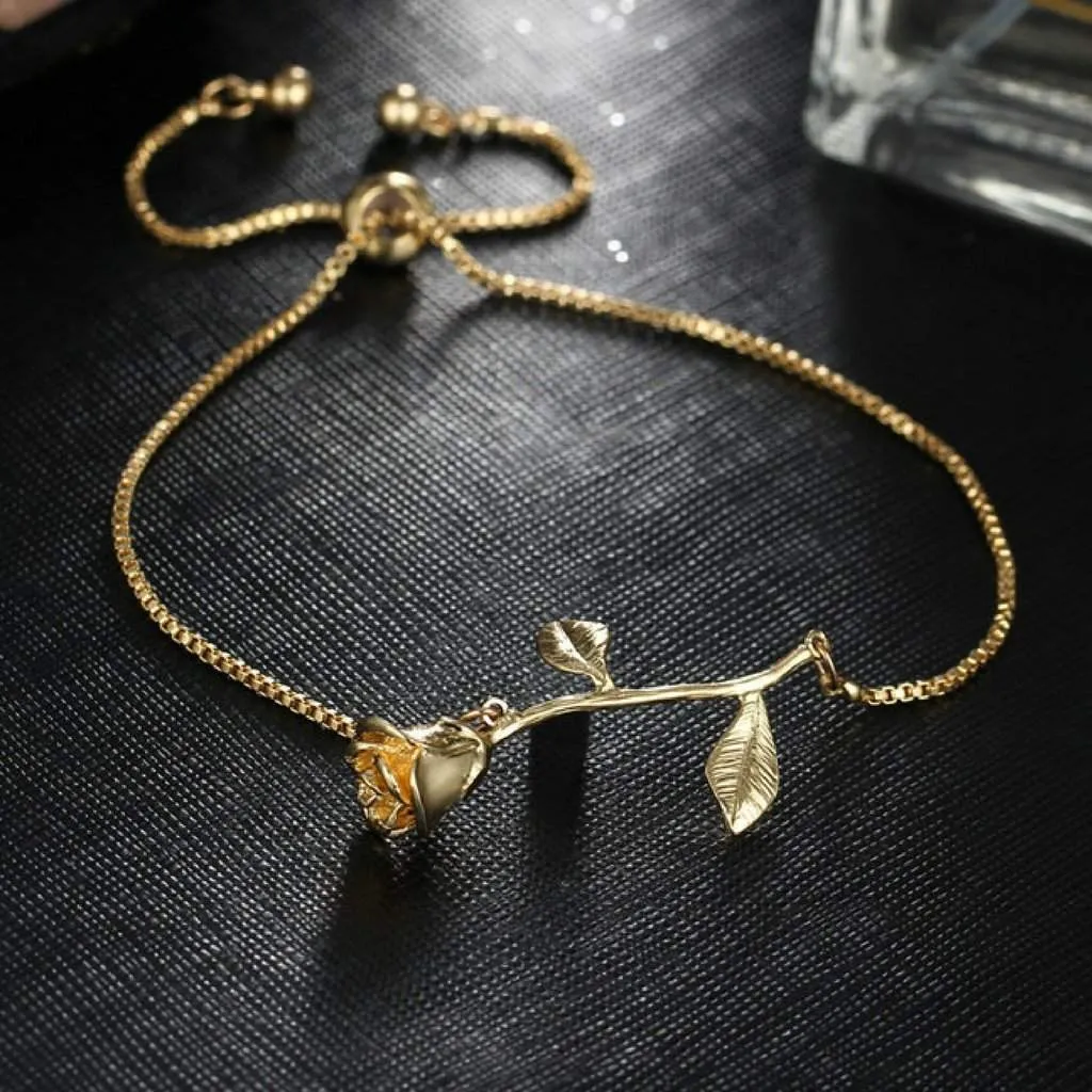 Gold Adjustable Rose Bracelet