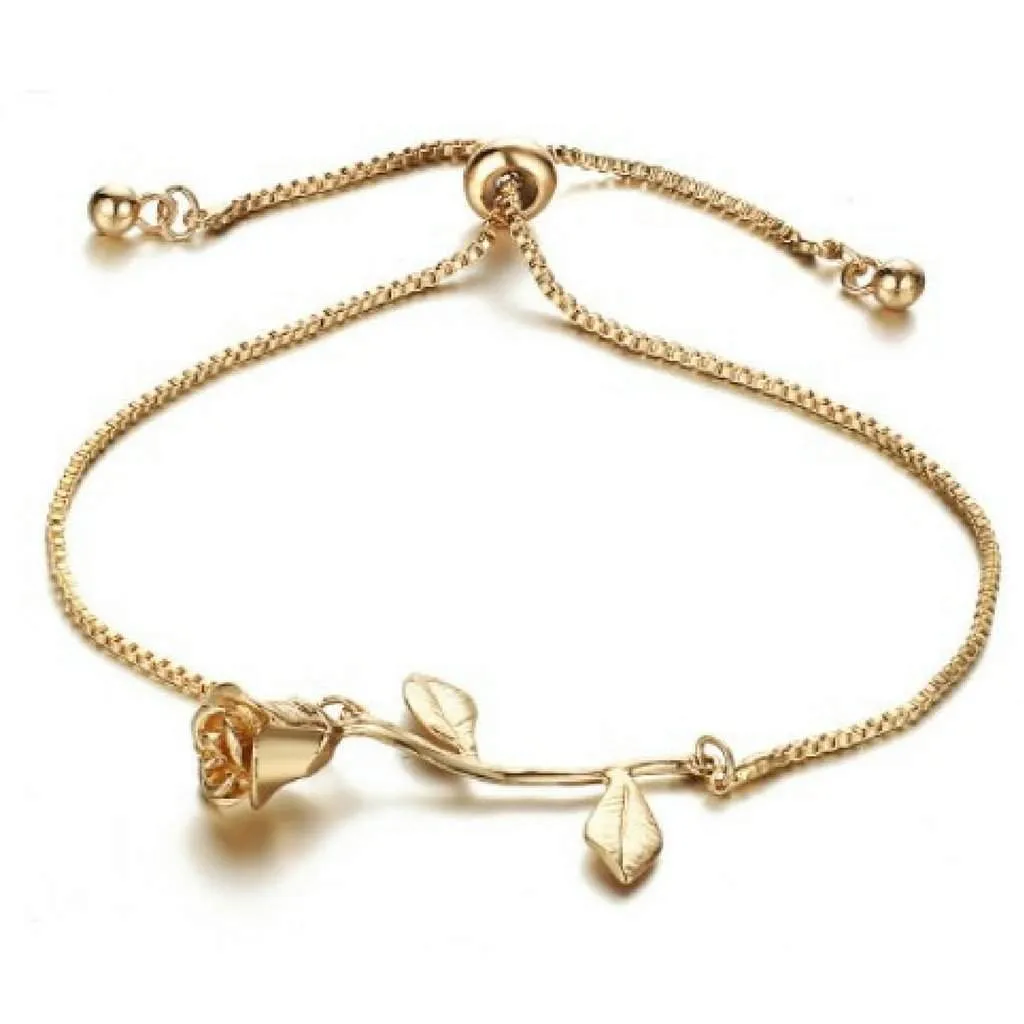 Gold Adjustable Rose Bracelet