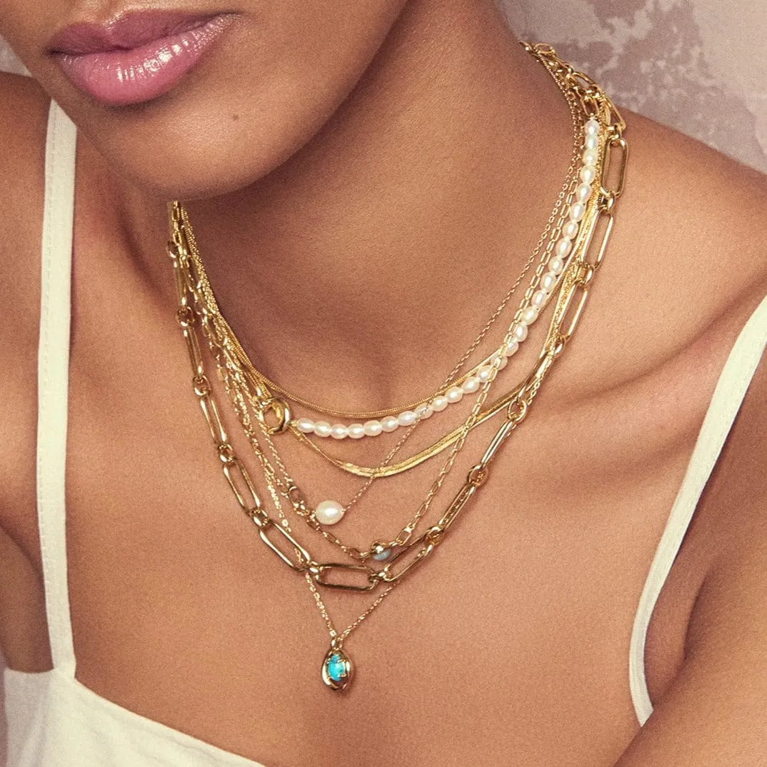 Gold Flat Snake Chain Necklace