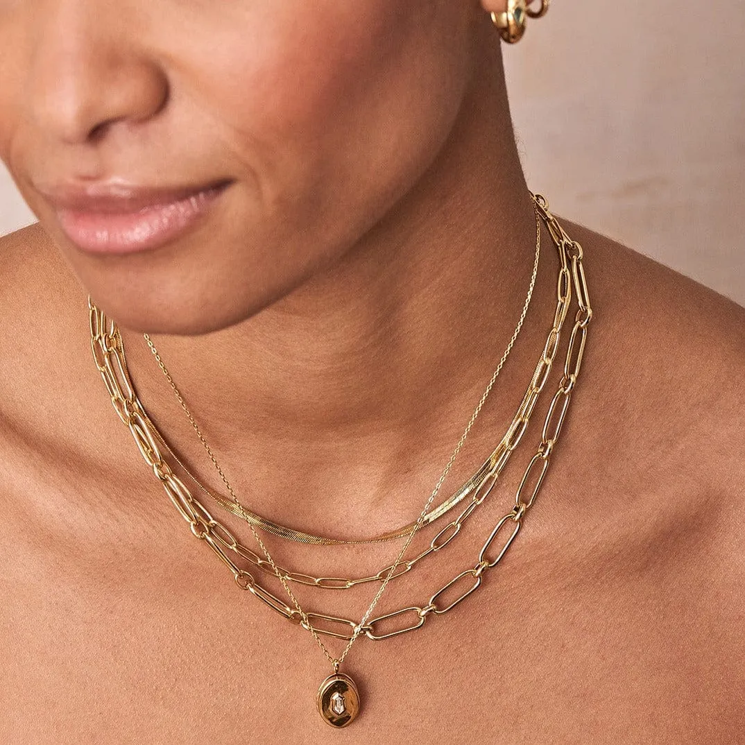 Gold Flat Snake Chain Necklace