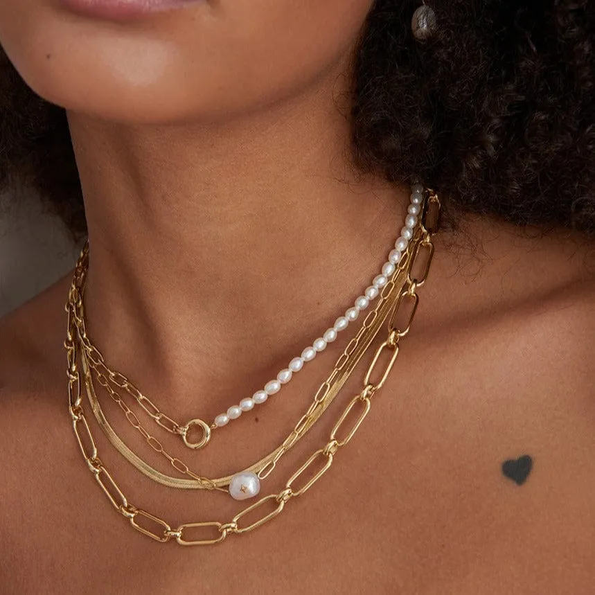 Gold Flat Snake Chain Necklace