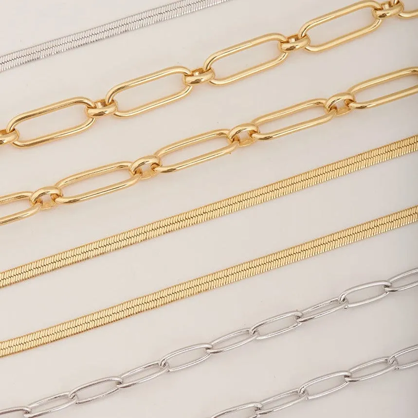 Gold Flat Snake Chain Necklace