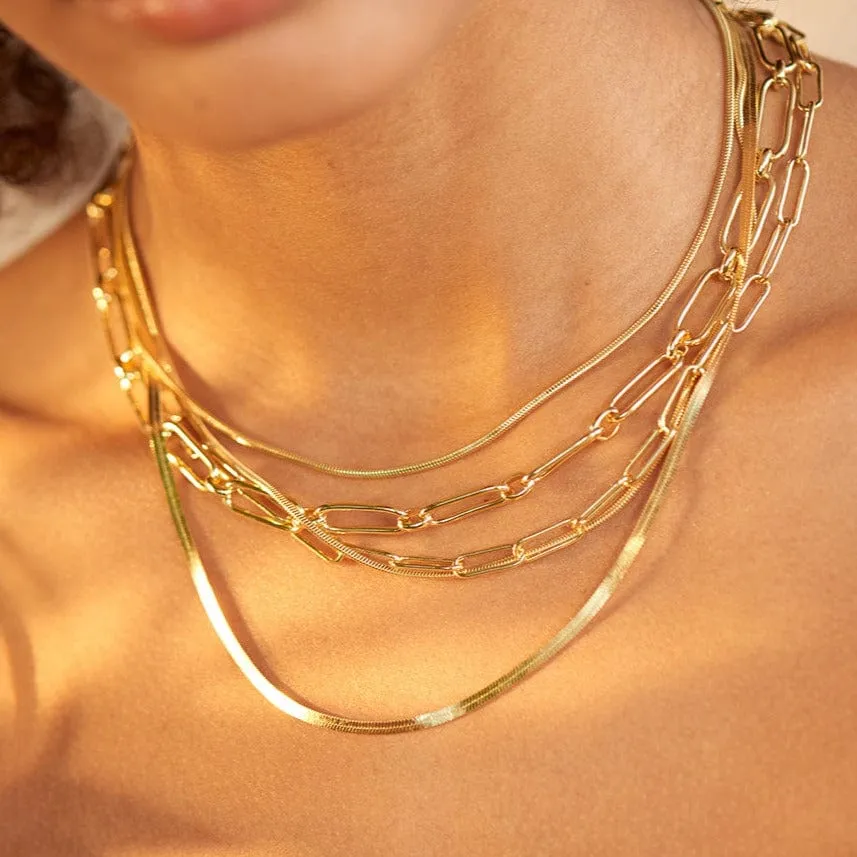 Gold Flat Snake Chain Necklace