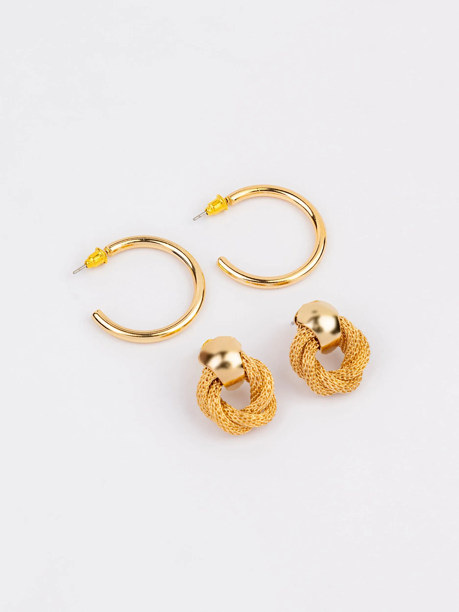 Gold Hoop Earrings Set