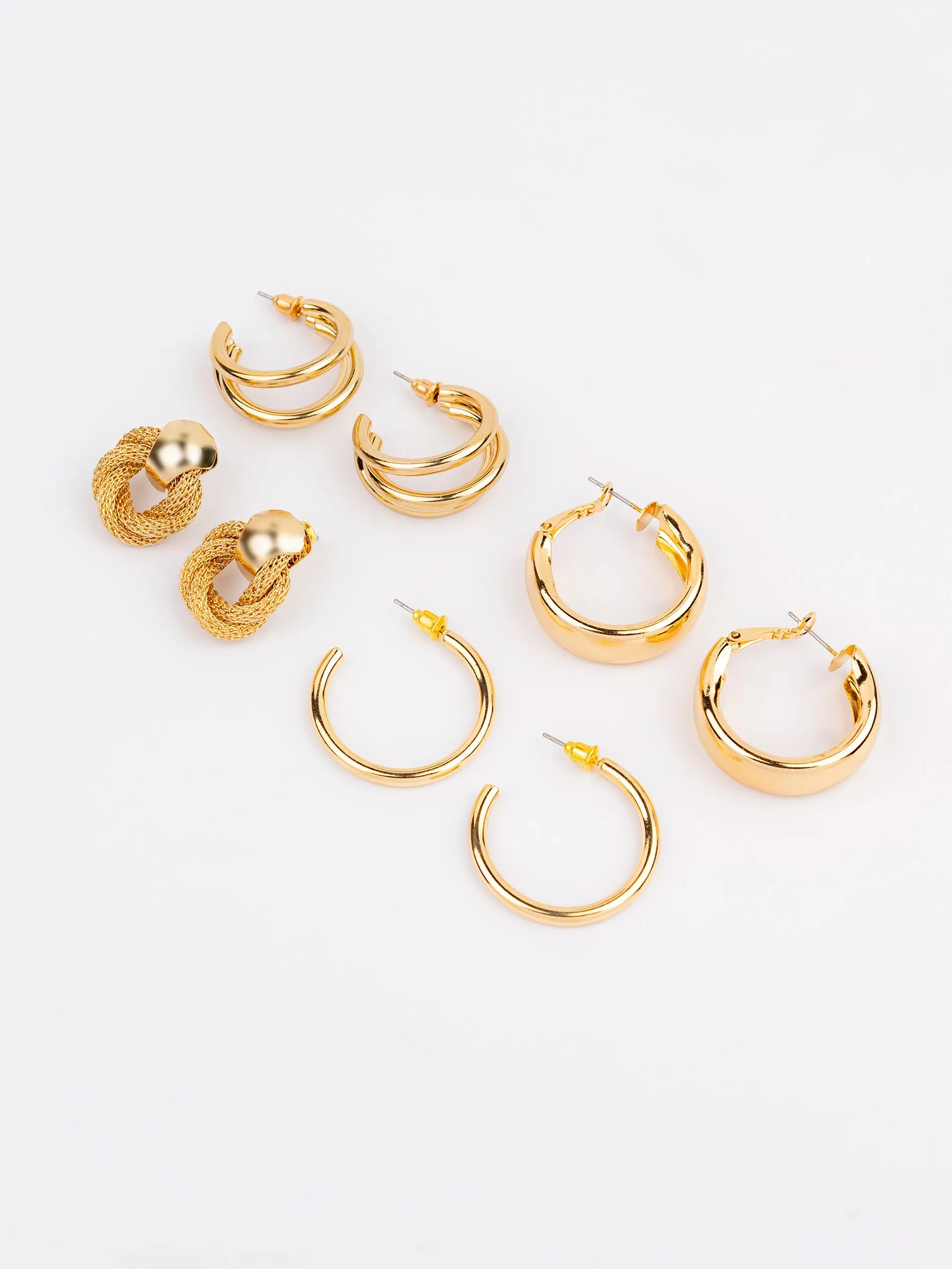 Gold Hoop Earrings Set