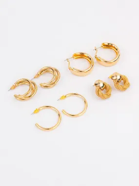 Gold Hoop Earrings Set