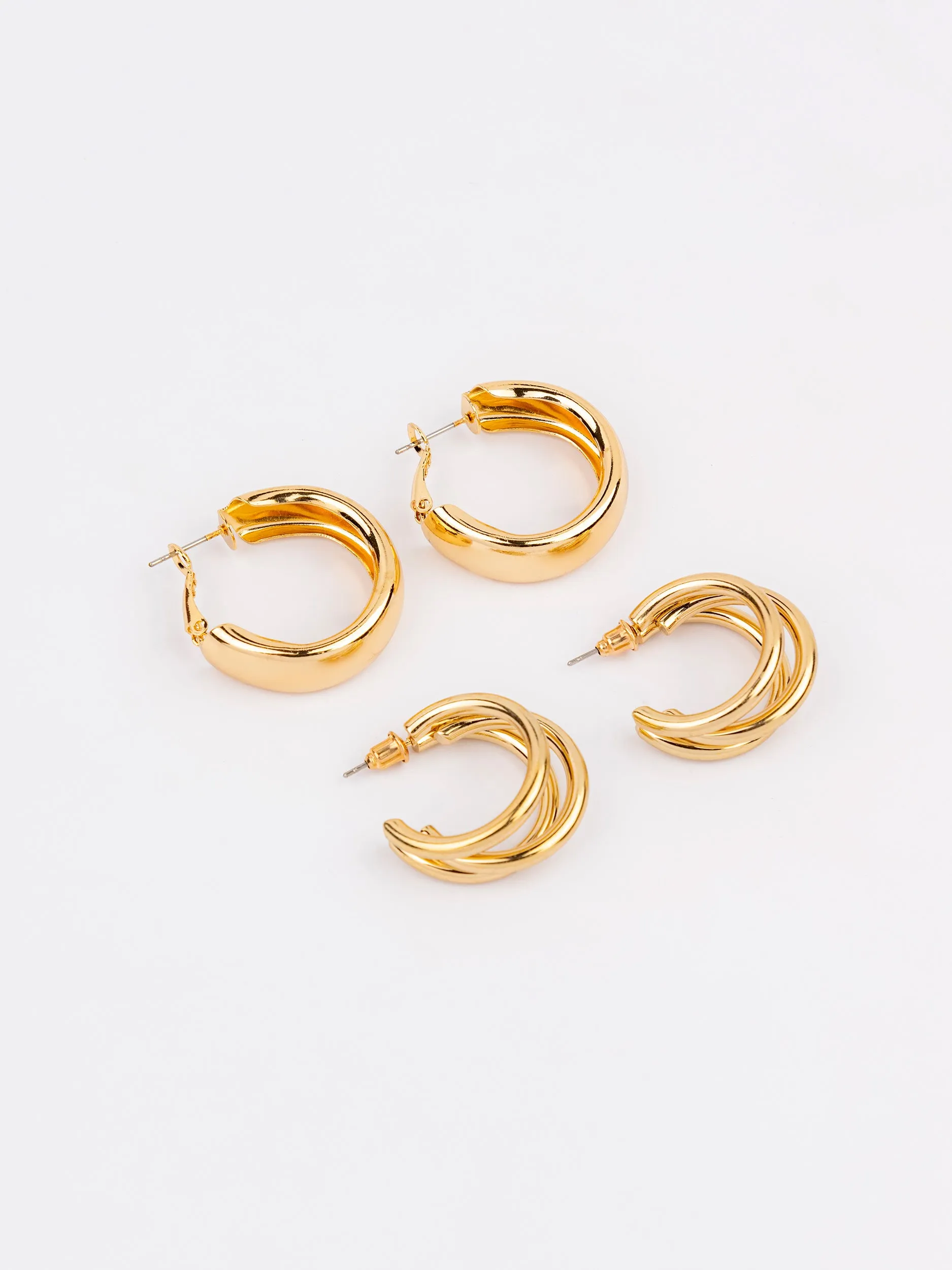 Gold Hoop Earrings Set